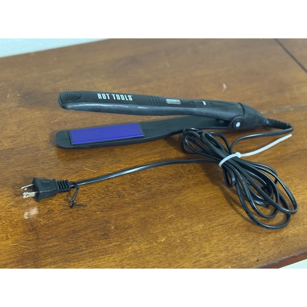 Hot Tools Flat Iron Hair Straightener 1" Purple Plates Tested